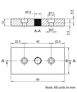 Technical Drawing Of Edge Plate - 45 Series