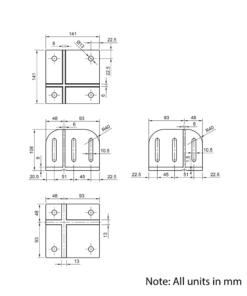 Technical Drawing Of Floor Console - 45 Series