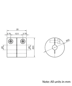 Technical Drawing Of Rigid Shaft Coupling - 5mm - 5mm