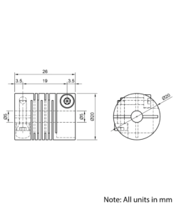 Technical Drawing Of Slit Beam Flexible Shaft Coupling - 5mm - 5mm