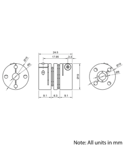Technical Drawing Of Disc Flexible Shaft Coupling - 5mm - 8mm