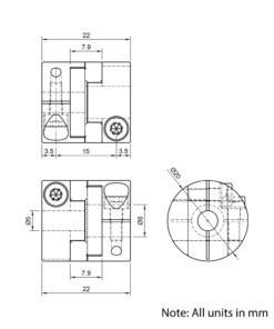 Technical Drawing Of Oldham Flexible Shaft Coupling - 5mm - 8mm