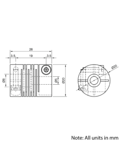 Technical Drawing Of Slit Beam Flexible Shaft Coupling - 5mm - 8mm