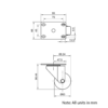 Technical Drawing Of Castor - Plate - Swivel - 63mm