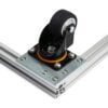 Castor - Plate - Swivel - 63mm mounted on aluminium extrusion