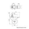 Technical Drawing Of Castor - Stud - Swivel - 75mm - Brake