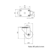 Technical Drawing Of Castor - Plate - Swivel - 75mm