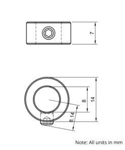 Technical Drawing Of Set Screw Shaft Collar - 8mm