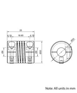 Technical Drawing Of Helical Beam Flexible Shaft Coupling - 8mm - 8mm