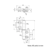 Technical Drawing Of Lift Off Hinge - 30 to 45 Series - Right-hand
