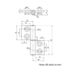 Technical Drawing Of Lift Off Hinge - 40 to 45 Series - Right-hand