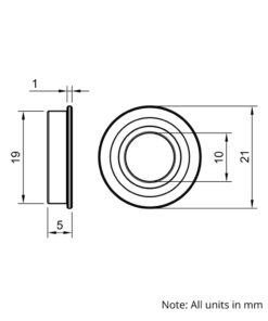 Technical Drawing Of Radial Flanged Bearing - Double Sealed - 10mm - Compact