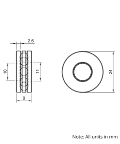 Technical Drawing Of Thrust Bearing - 10mm