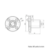 Technical Drawing Of Linear Round Flanged Bearing - 12mm