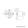 Technical Drawing Of Linear Square Flanged Bearing - 12mm