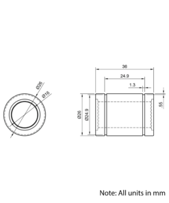 Technical Drawing Of Linear Bearing - 16mm