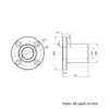 Technical Drawing Of Linear Round Flanged Bearing - 16mm