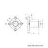 Technical Drawing Of Linear Square Flanged Bearing - 16mm