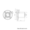 Technical Drawing Of Linear Round Flanged Bearing - 20mm