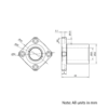 Technical Drawing Of Linear Square Flanged Bearing - 20mm