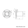 Technical Drawing Of Linear Round Flanged Bearing - 25mm