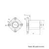 Technical Drawing Of Linear Square Flanged Bearing - 25mm