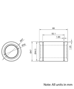Technical Drawing Of Linear Bearing - 30mm