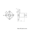 Technical Drawing Of Linear Square Flanged Bearing - 8mm