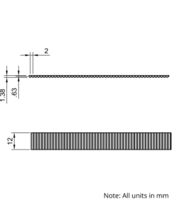 Technical Drawing Of Open Timing Belt - GT - 2MR - EPDM - 12mm - 1000mm