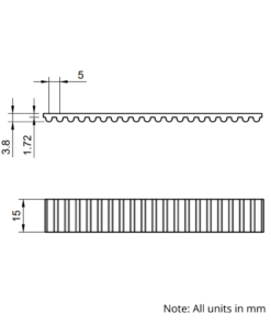 Technical Drawing Of Open Timing Belt - HTD - 5M - EPDM - 15mm - 1000mm