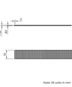 Technical Drawing Of Open Timing Belt - GT - 2MR - PU - 15mm - 1000mm