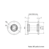Technical Drawing Of Timing Belt Smooth Idler - HTD - 5M - 16 Teeth - 20mm Belt - 8mm Bore