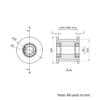 Technical Drawing Of Timing Belt Toothed Idler - HTD - 5M - 16 Teeth - 25mm Belt - 8mm Bore