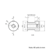 Technical Drawing Of Timing Belt Pulley - GT - 2MR - 20 Teeth - 10mm Belt - 5mm Bore