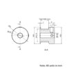 Technical Drawing Of Timing Belt Pulley - GT - 3MR - 20 Teeth - 10mm Belt - 1/4 Bore