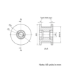 Technical Drawing Of Timing Belt Toothed Idler - GT - 3MR - 20 Teeth - 10mm Belt - 5mm Bore