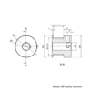 Technical Drawing Of Timing Belt Pulley - GT - 3MR - 20 Teeth - 15mm Belt - 8mm Bore