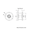 Technical Drawing Of Timing Belt Smooth Idler - GT - 3MR - 20 Teeth - 15mm Belt - 5mm Bore