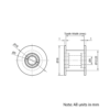 Technical Drawing Of Timing Belt Smooth Idler - GT - 2MR - 20 Teeth - 6mm Belt - 5mm Bore