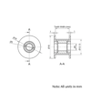 Technical Drawing Of Timing Belt Toothed Idler - GT - 2MR - 20 Teeth - 6mm Belt - 5mm Bore