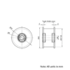 Technical Drawing Of Timing Belt Smooth Idler - HTD - 5M - 24 Teeth - 15mm Belt - 8mm Bore