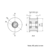 Technical Drawing Of Timing Belt Toothed Idler - HTD - 5M - 24 Teeth - 25mm Belt - 8mm Bore