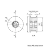 Technical Drawing Of Timing Belt Toothed Idler - GT - 3MR - 30 Teeth - 10mm Belt - 5mm Bore