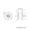 Technical Drawing Of Timing Belt Smooth Idler - GT - 2MR - 30 Teeth - 15mm Belt - 5mm Bore