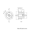 Technical Drawing Of Timing Belt Pulley - GT - 3MR - 30 Teeth - 15mm Belt - 8mm Bore
