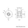 Technical Drawing Of Timing Belt Toothed Idler - GT - 2MR - 30 Teeth - 6mm Belt - 5mm Bore