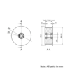 Technical Drawing Of Timing Belt Toothed Idler - HTD - 5M - 36 Teeth - 15mm Belt - 8mm Bore