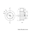 Technical Drawing Of Timing Belt Pulley - HTD - 5M - 36 Teeth - 20mm Belt - 1/4 Bore