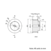 Technical Drawing Of Timing Belt Pulley - HTD - 5M - 36 Teeth - 20mm Belt - 8mm Bore
