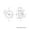 Technical Drawing Of Timing Belt Pulley - GT - 3MR - 40 Teeth - 6mm Belt - 1/4 Bore